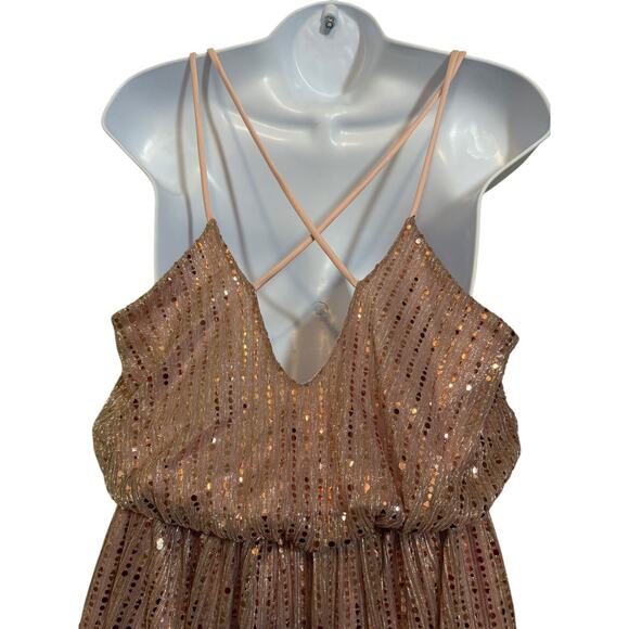 Saints & Hearts Sequin Romper Small Pink Sparkle Party NYE Clubwear Glam - Picture 4 of 8